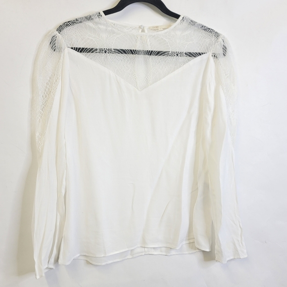 Maje Lace upper with keyhole back long sleeve feminine top - Picture 4 of 13